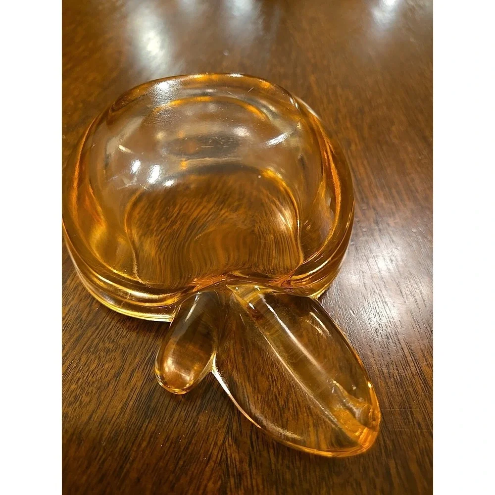 Vtg Pink Art Glass APPLE or Peach Trinket Dish Cigar Ashtray Paper Weight 5x3.5